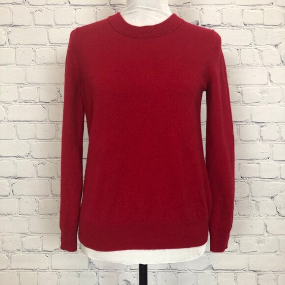 Jennie Liu 100% Cashmere Crew Neck Sweater Petite Size PM Red - Picture 1 of 6